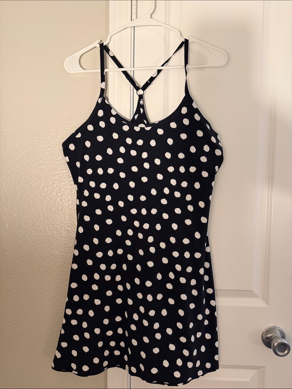 Outdoor Voices Black and White Polka Dot Mini Dress